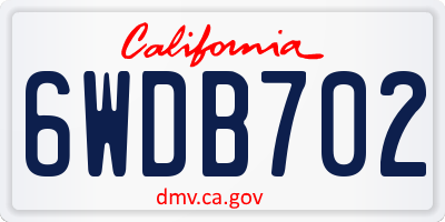 CA license plate 6WDB702