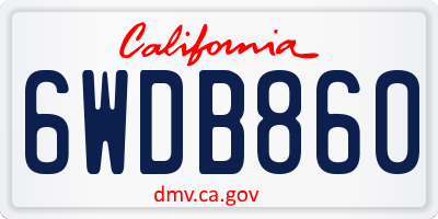 CA license plate 6WDB860