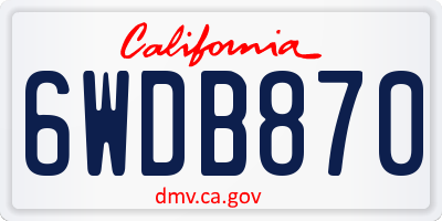 CA license plate 6WDB870