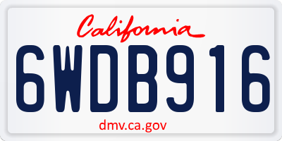 CA license plate 6WDB916