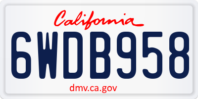 CA license plate 6WDB958