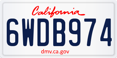 CA license plate 6WDB974