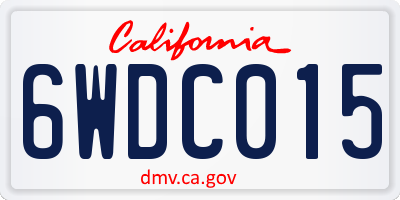 CA license plate 6WDC015