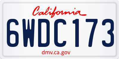 CA license plate 6WDC173