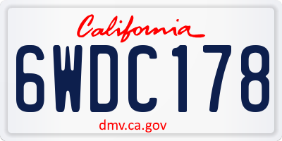 CA license plate 6WDC178