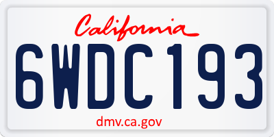 CA license plate 6WDC193