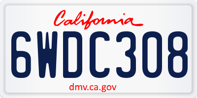 CA license plate 6WDC308