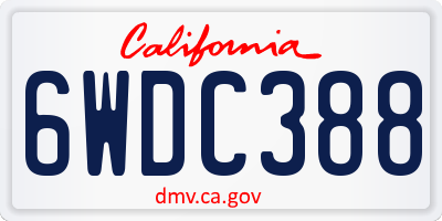 CA license plate 6WDC388