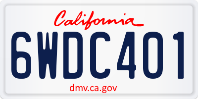 CA license plate 6WDC401