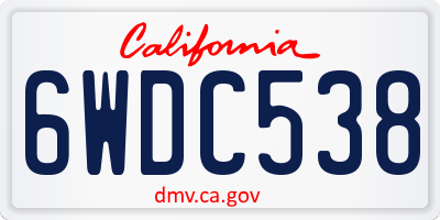 CA license plate 6WDC538