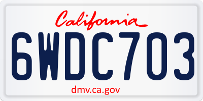 CA license plate 6WDC703