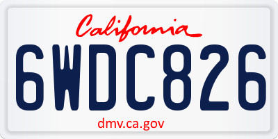 CA license plate 6WDC826
