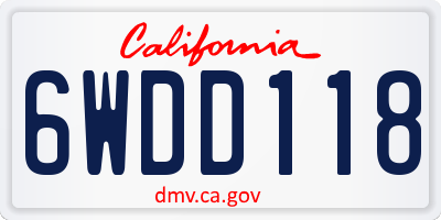 CA license plate 6WDD118