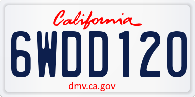 CA license plate 6WDD120