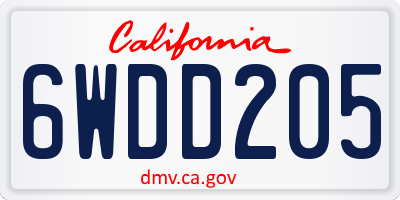 CA license plate 6WDD205