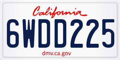 CA license plate 6WDD225