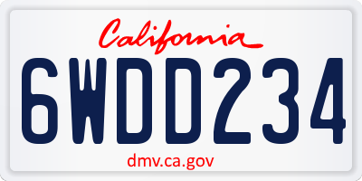 CA license plate 6WDD234