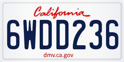 CA license plate 6WDD236