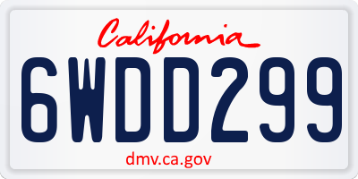 CA license plate 6WDD299
