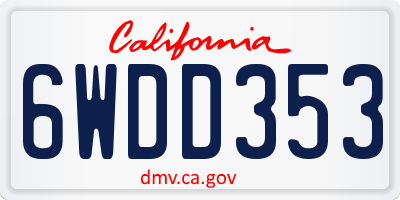 CA license plate 6WDD353