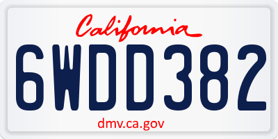 CA license plate 6WDD382