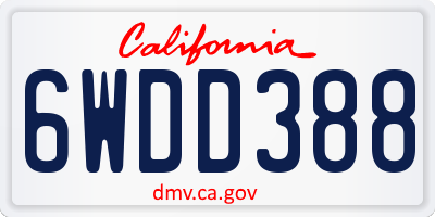 CA license plate 6WDD388