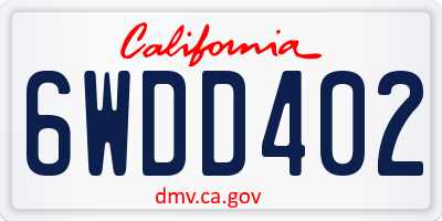 CA license plate 6WDD402
