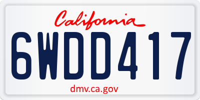 CA license plate 6WDD417
