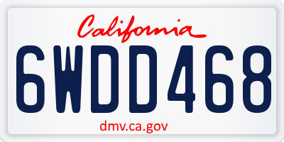 CA license plate 6WDD468