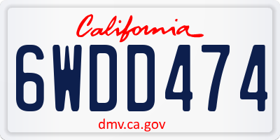 CA license plate 6WDD474