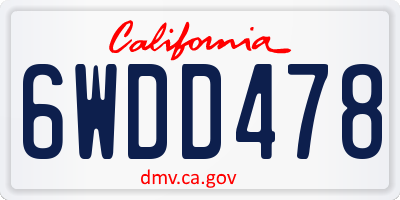 CA license plate 6WDD478