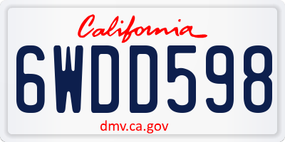 CA license plate 6WDD598