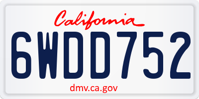 CA license plate 6WDD752
