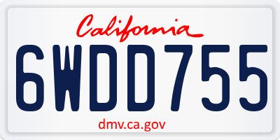 CA license plate 6WDD755