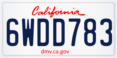 CA license plate 6WDD783