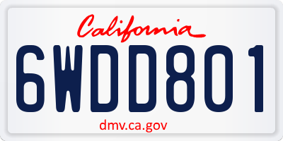 CA license plate 6WDD801