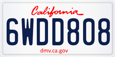 CA license plate 6WDD808