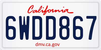 CA license plate 6WDD867