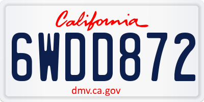 CA license plate 6WDD872