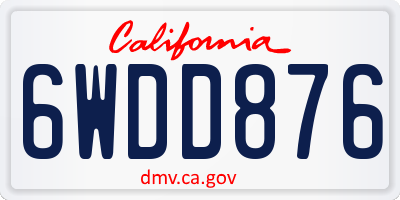 CA license plate 6WDD876