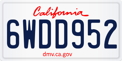 CA license plate 6WDD952