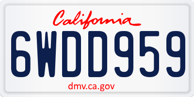 CA license plate 6WDD959
