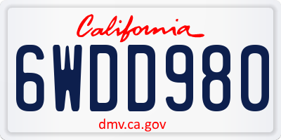 CA license plate 6WDD980
