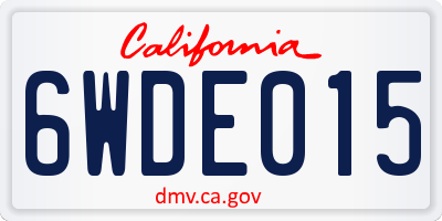 CA license plate 6WDE015