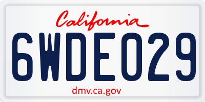 CA license plate 6WDE029