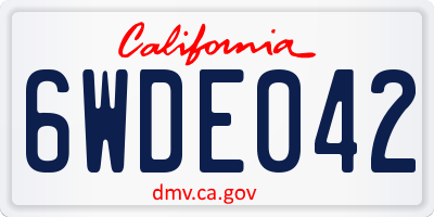 CA license plate 6WDE042