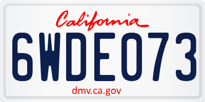 CA license plate 6WDE073