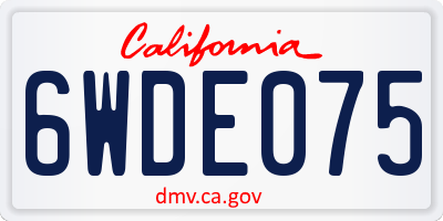 CA license plate 6WDE075