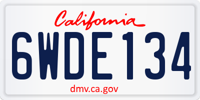 CA license plate 6WDE134