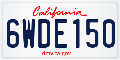 CA license plate 6WDE150